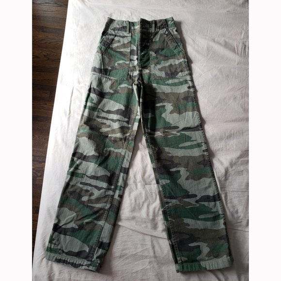 NWOT J. Crew High Rise Wide Leg Camo Pants (00) - Picture 2 of 11